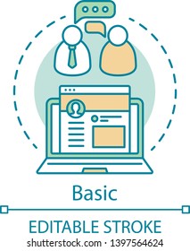 Basic concept icon. Digital marketing tool subscription tariff idea thin line illustration. Digital technology. Customer database. Display advertising. Vector isolated outline drawing. Editable stroke