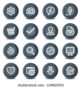Basic contour icons on black buttons.