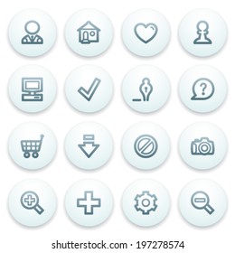 Basic contour icons on blue buttons.