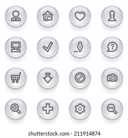 Basic contour icons on glossy buttons.