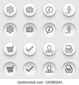 Basic contour web icons on white buttons.