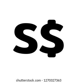 Basic Currency icon symbols sign : Singapore Dollar SGD vector illustration in black and white.