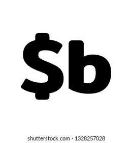 Basic Currency icon symbols sign : Bolivia’s Bolivian boliviano BOB vector illustration in black and white.