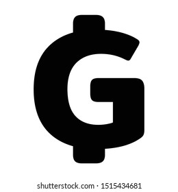 Basic Currency icon symbols sign : 
Haiti’s Haitian gourde G code HTG vector illustration in black and white.