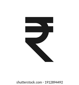 Basic Currency icon symbols sign, Indian Rupee INR vector illustration in black and white. Simple style and isolated on a blank background.