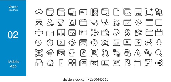 Basic Daily Use Linear UI Icon Set For Website Navigation Mobile App Interface And Graphic Design Vector