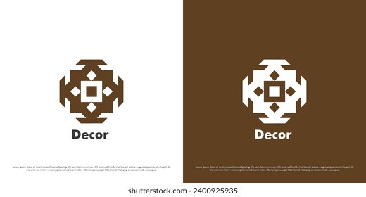 Basic decoration logo design illustration. Silhouette of home decoration building architecture interior mosaic rhombus squares. Minimal icon symbol minimalist simple decorative abstract creative icon.