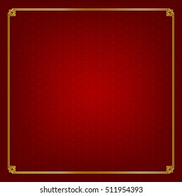 Basic Design Chinese Style Art Gold Boarder Frame Element And Abstract Red Background Vector Illustration Eps 10