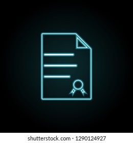 A basic diploma icon in neon style. Simple thin line, outline vector of education icons for UI and UX, website or mobile application