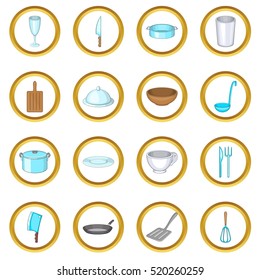Basic dishes vector set in cartoon style isolated on white background