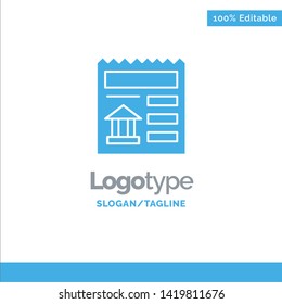 Basic, Document, Ui, Bank Blue Solid Logo Template. Place for Tagline