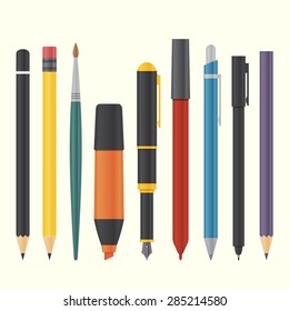 basic drawing and writing tool set vector illustration