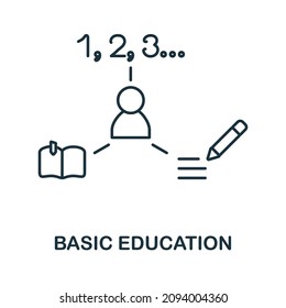 Basic Education icon. Line element from cognitive skills collection. Linear Basic Education icon sign for web design, infographics and more.