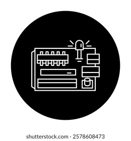 Basic Electrics Icon. Electrical Systems and Wiring Illustration for Technical Education.