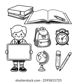 Basic elements for back to school celebration purposes isolated on white background