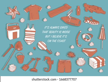 Basic elements that can not be missing in a day at the beach with a style more than the 90s. If you recognize more than one element and place it in your childhood is that you are getting old
