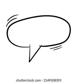 basic empty round speech bubble comic art outline doodle hand drawn style for comic coloring book and sticker