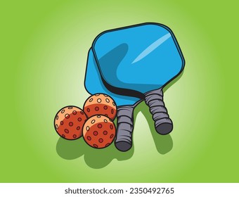 Basic equipment for pickleball - vector graphic