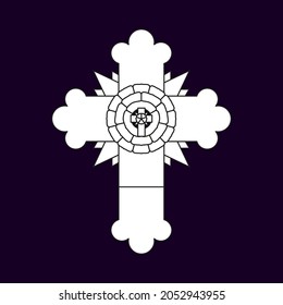 Basic esoteric illustration of rose and cross alchemy mystic symbol vector