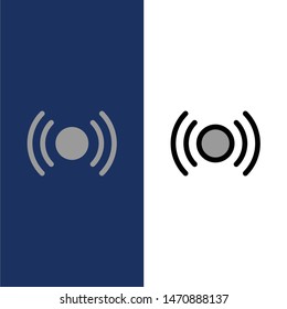 Basic, Essential, Signal, Ui, Ux  Icons. Flat and Line Filled Icon Set Vector Blue Background. Vector Icon Template background