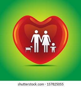A basic family in big heart symbol, illustration