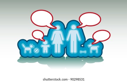 basic family with text bubbles - illustration