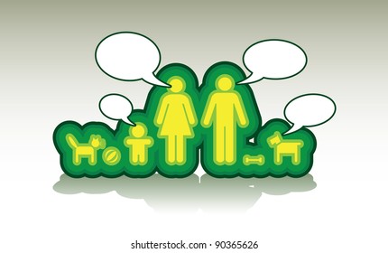 basic family with text bubbles - illustration