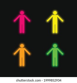 Figura básica icono del vector de neonato brillante de cuatro colores