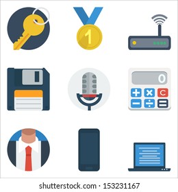 Basic Flat icon set for business Application