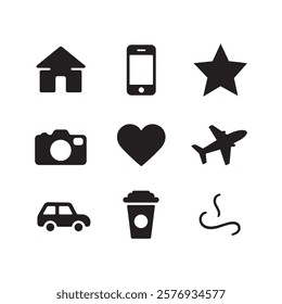 Basic Flat Icon Set silhouette vector.