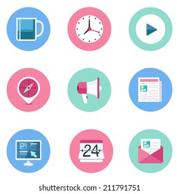 Basic Flat icon set for Web and Mobile Application. News, communications.