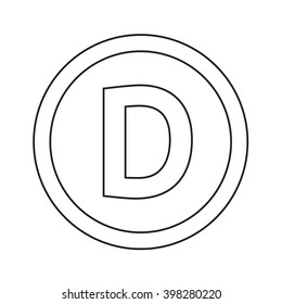 Basic font for letter D icon Illustration design