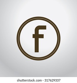 Basic font for letter F. Flat web icon or sign isolated on grey background.