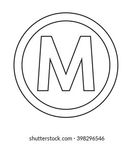 Basic font letter M icon Illustration design