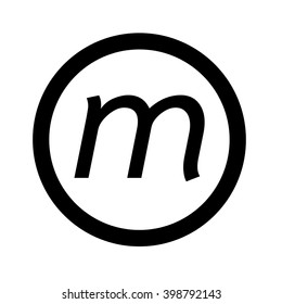 Basic font letter m icon Illustration design