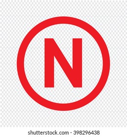 Basic font letter N icon Illustration design