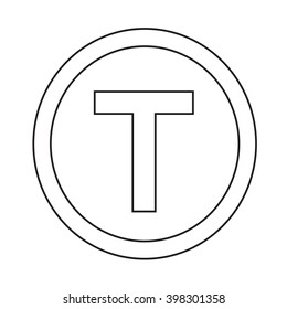 Basic font letter T icon Illustration design