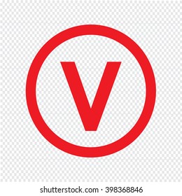 Basic font letter V icon Illustration design
