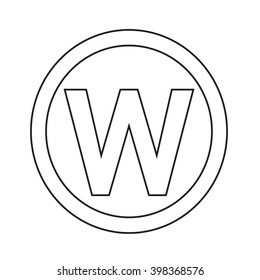 Basic font letter W icon Illustration design