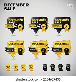 Forma básica de chat Venta de diciembre, colección de etiquetas de venta