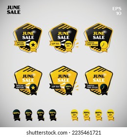 Basic Form of June Sale, Modern sale banners and labels modern collection