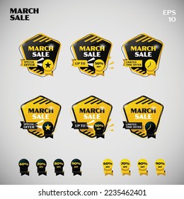 Basic Form of March Sale, Modern sale banners and labels modern collection