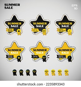 Basic Form of Star Summer Sale, Modern sale banners and labels modern collection