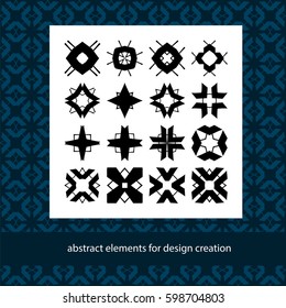 Basic form templates for background and scrapbook creation. Abstract elements for design ideas. Suits for branding logo or patterns. Stylish creative geometric vector signs. 