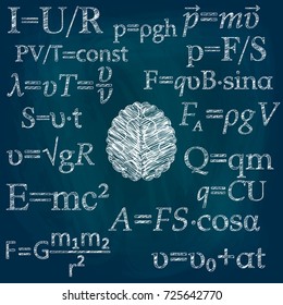 Basic formulas on physics, drawing,scribble, vector illustration