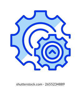 Icono de línea de engranaje Básico, símbolo de contorno para Configuraciones, configuración, proceso, mecanismo y función. Icono de signo de Vector.