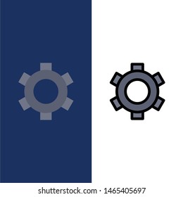 Basic, Gear, Setting, Ui  Icons. Flat and Line Filled Icon Set Vector Blue Background. Vector Icon Template background