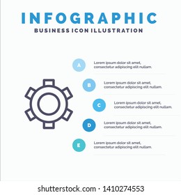 Basic, Gear, Setting, Ui Line icon with 5 steps presentation infographics Background