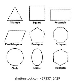 Basic geometric colorful 2D shapes collection.
Colorful geometric shapes with their name clip art. for preschool kids. basic education shapes in mathematics. 