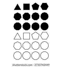 Basic geometric colorful 2D shapes collection. Colorful geometric shapes with their name clip art. for preschool kids. basic education shapes in mathematics. 